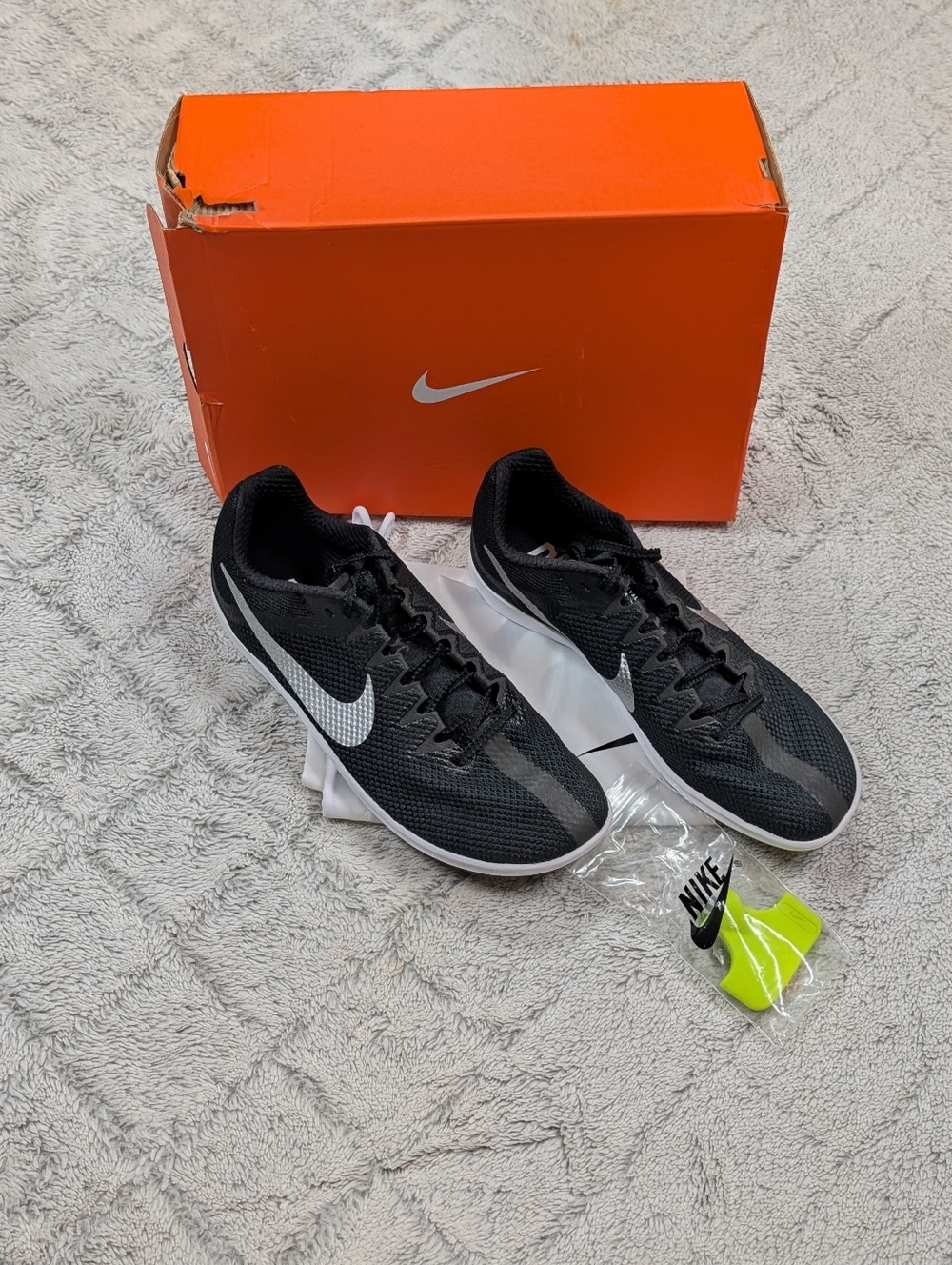 Nike Zoom Rival Black Silver Distance Track Field Spikes Mens 8.5 Dc8725-001 New